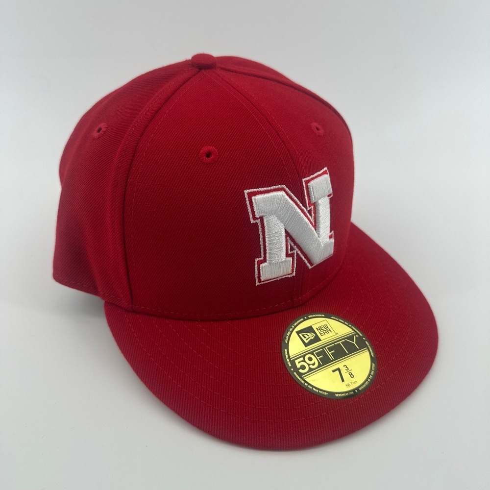 Nebraska Huskers Hat Cap New Era 59FIFTY Red Fitted Mens 7 3/8 College Big Ten